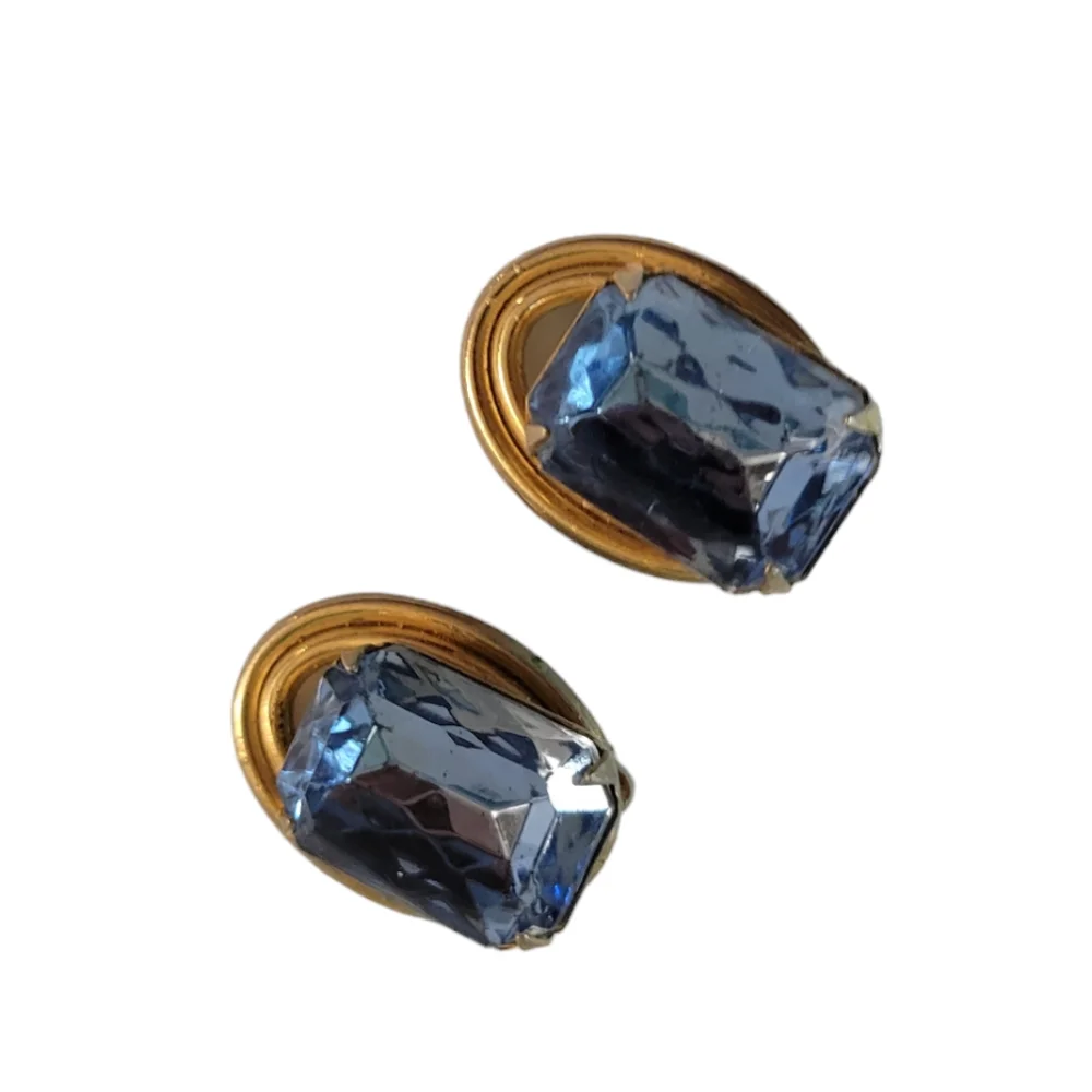 Vintage Crystal Goldtone Clip On Earrings